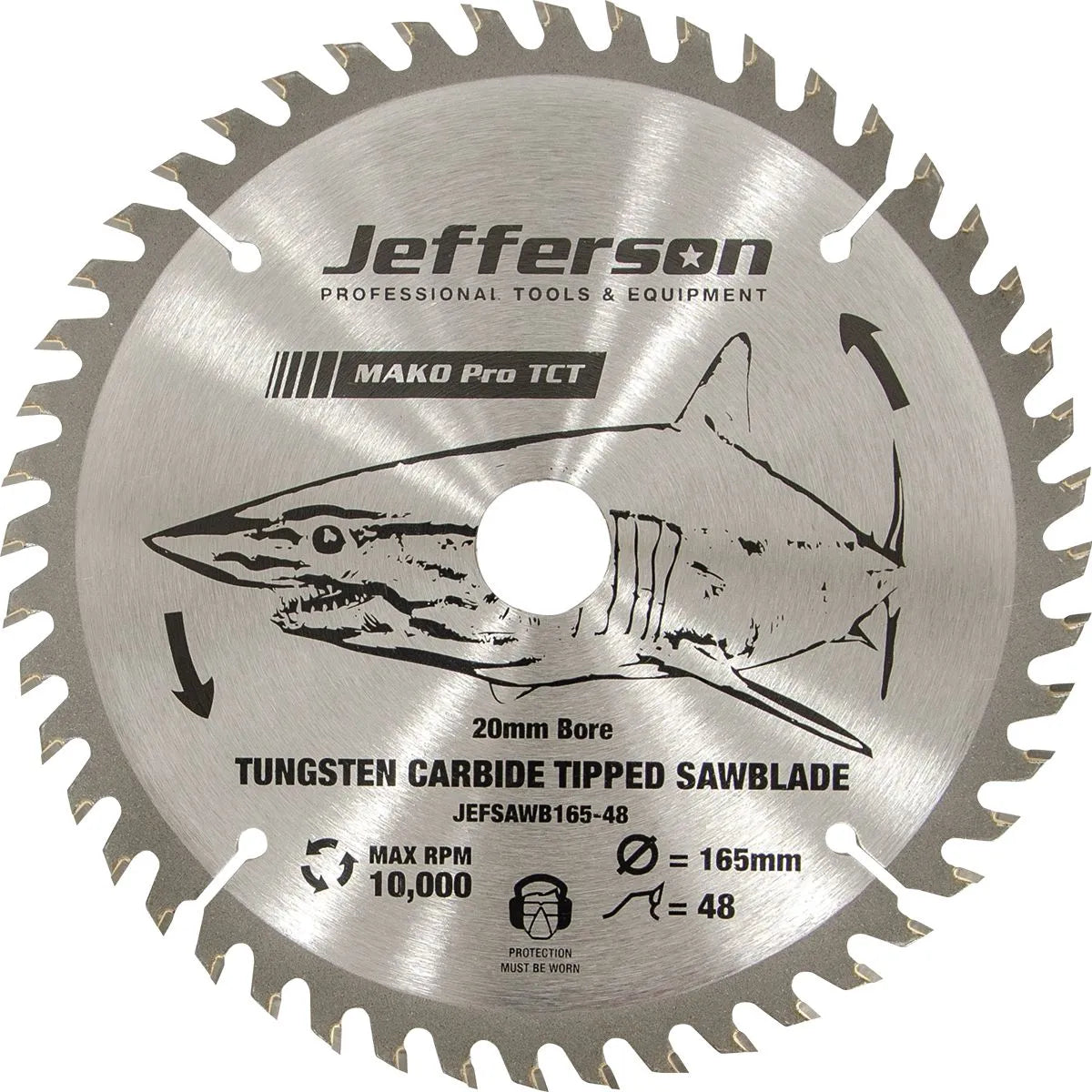 Jefferson 6.5 Inch TCT Blade 48T - Precision Saw Blade with 20mm Bore, Max RPM 10,000