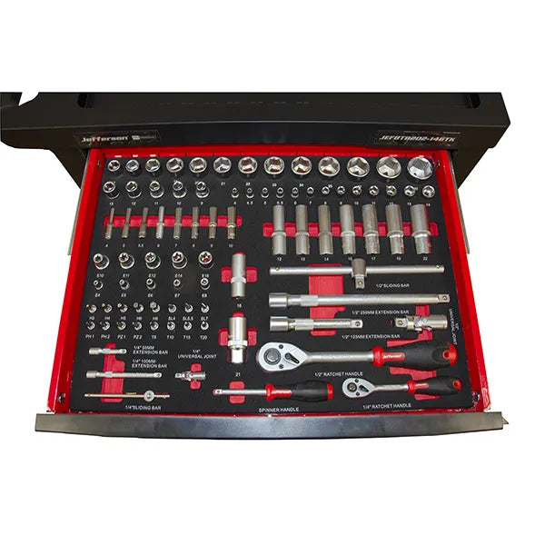 Jefferson 7-Drawer Professional Tool Chest | 146-Piece Tool Kit | Heavy-Duty Storage