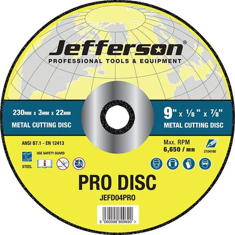 Jefferson 9" Metal Cutting Abrasive Disc 22mm Bore