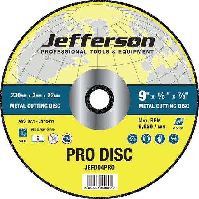 Jefferson 9" Metal Cutting Abrasive Disc 22mm Bore