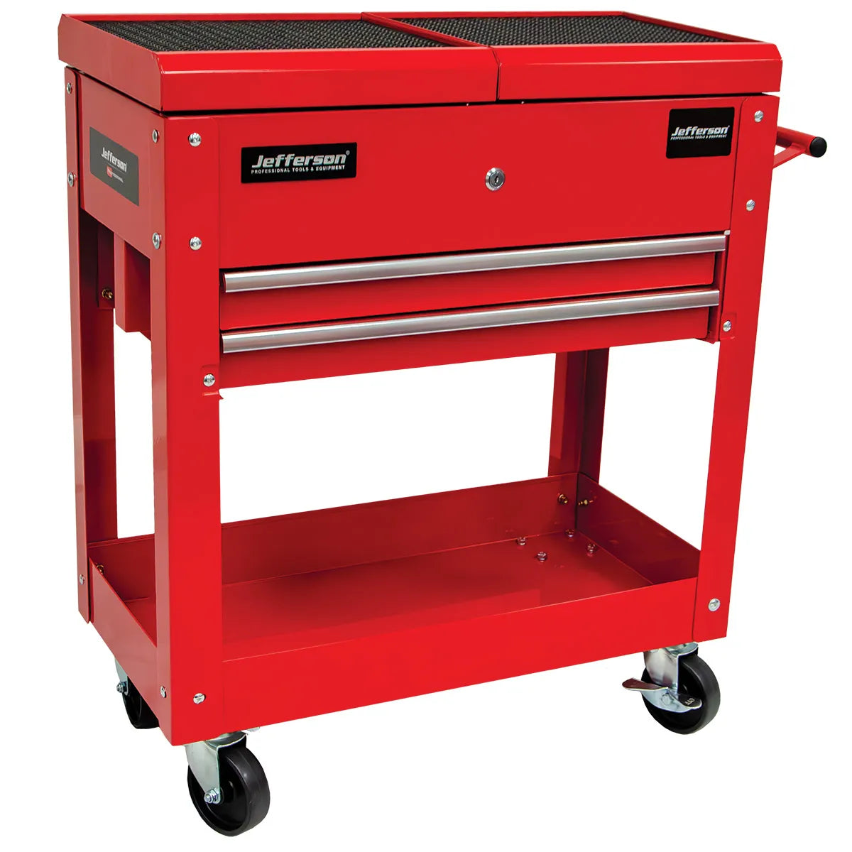 Jefferson Mobile Tool Trolley with Sliding Lid & Twin Drawers