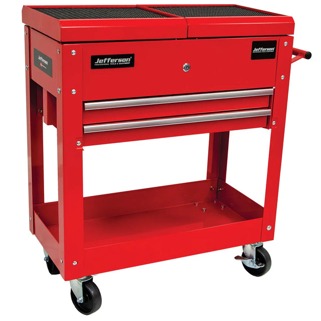 Jefferson Mobile Tool Trolley with Sliding Lid & Twin Drawers