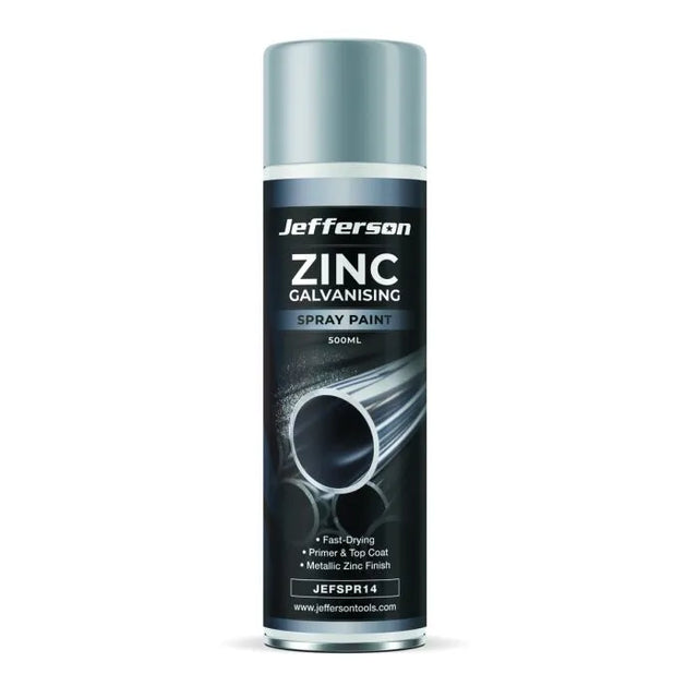 Jefferson Zinc Galvanising Spray 500ml - Fast‑Dry Metallic Zinc Primer & Top Coat