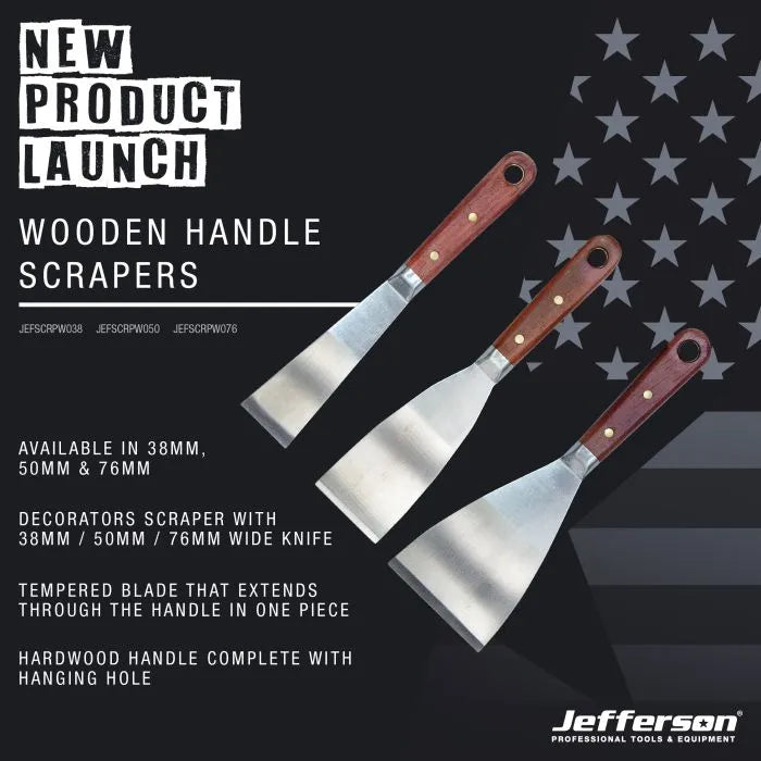 Jefferson 76mm Wooden Handle Scraper (3")