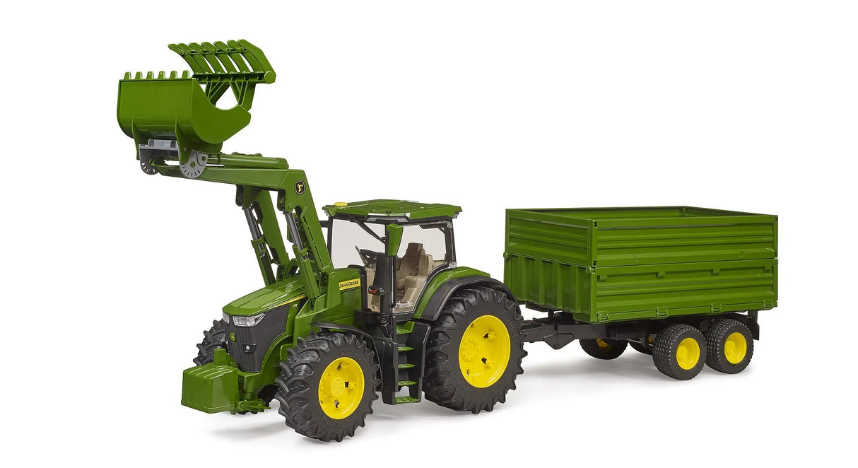 Bruder John Deere 7R 350 with Frontloader and Tandemaxle Tipping Trailer