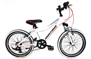 Montana Junior 20" Bike - White, Red, Blue | Alloy Frame & Shimano 6-Speed