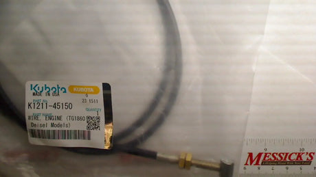 K1211-45150 Kubota Engine Wire - OEM Throttle Cable for Accelerator Lever