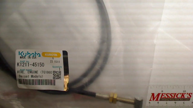 K1211-45150 Kubota Engine Wire - OEM Throttle Cable for Accelerator Lever