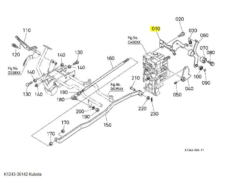 K1243-36142 Kubota Holder N. Arm - Genuine Speed Pedal Component for GR1600EC2