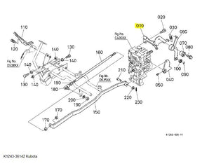 K1243-36142 Kubota Holder N. Arm - Genuine Speed Pedal Component for GR1600EC2