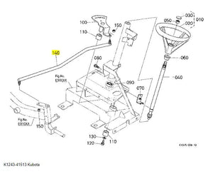 K1243-41513 Kubota Drag Link - Genuine Steering Link for GR1600EC2