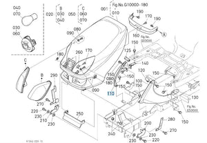 K1253-54160 Kubota Bonnet RH for GR Series Lawn Tractors