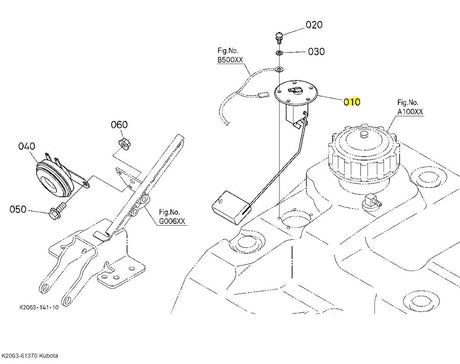 K2063-61370 Kubota Fuel Sensor | Genuine Replacement for G23-LD & B10000 Models