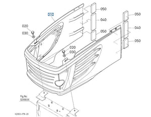 K2581-54040 Kubota ASSY BONNET,UNDER - Genuine Lower Bonnet Assembly for BX & G Series