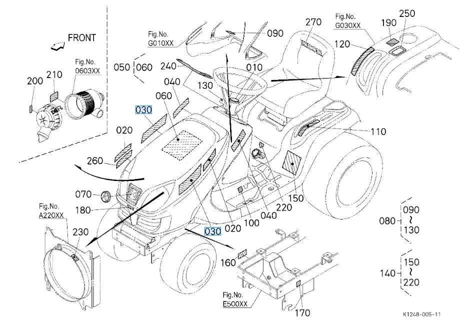 K3211-65144 Kubota Fender Label - Genuine Replacement for GR Series Mowers