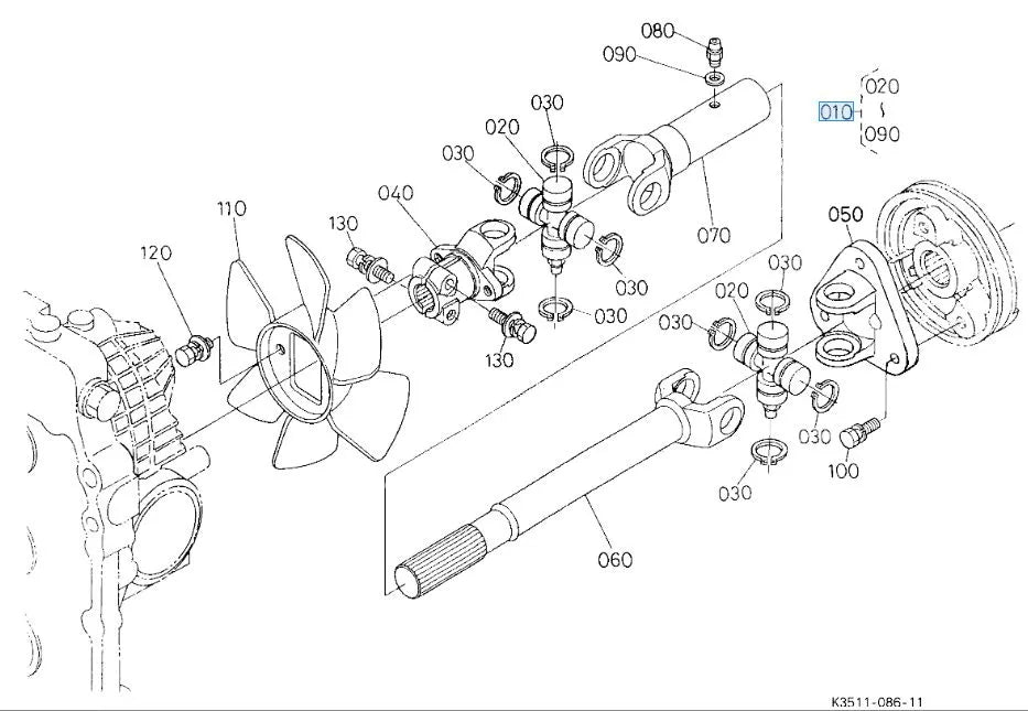 K3511-13514 Kubota Universal Joint Assembly - OEM Replacement for F Series Mowers