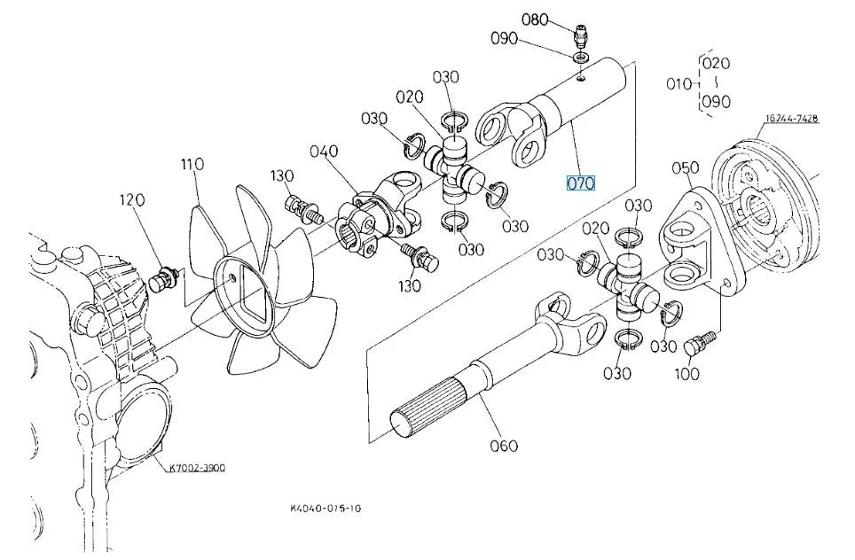 K3511-13550 Kubota Yoke Assembly - OEM Universal Joint Component for F, G & T Series