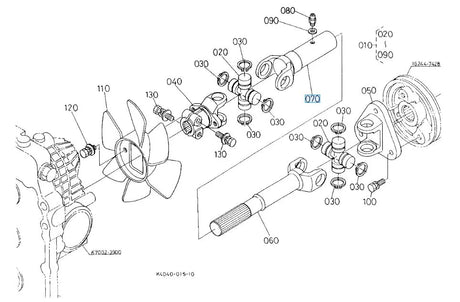 K3511-13550 Kubota Yoke Assembly - OEM Universal Joint Component for F, G & T Series