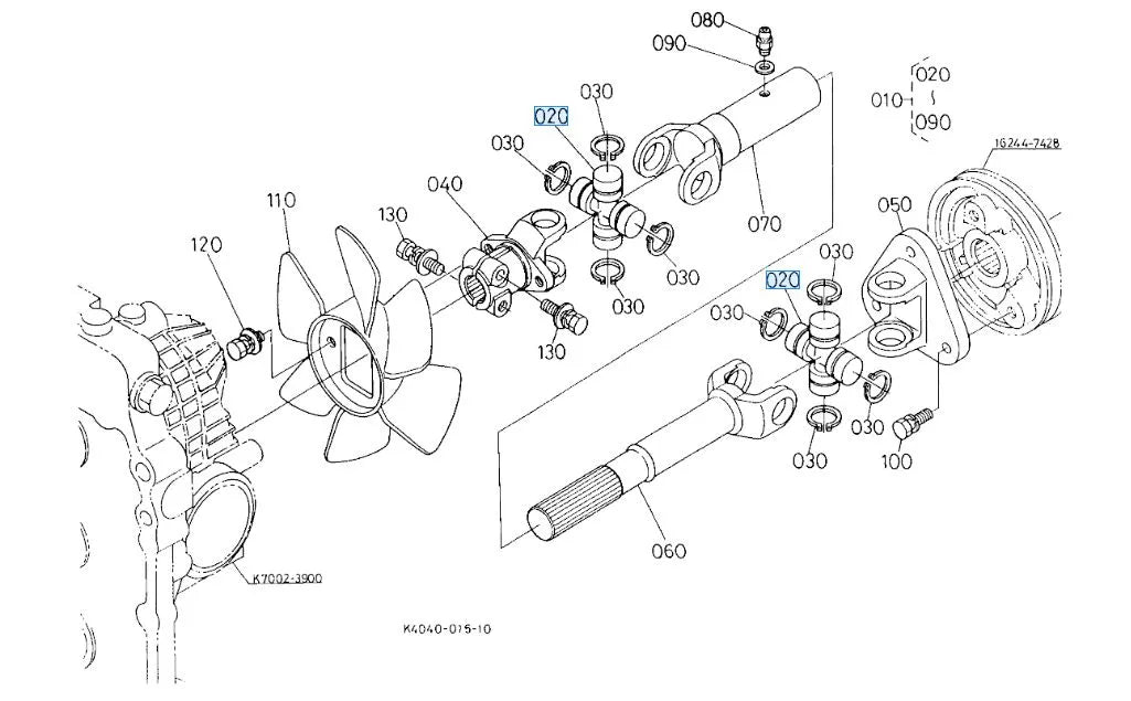 K3511-13560 Kubota Joint Kit - OEM Universal Joint Repair Kit for Mower Drives
