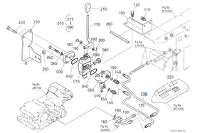 K3611-91662 Kubota Auxiliary Control Valve Pipe - OEM Hydraulic Line for F Series Valve Kits