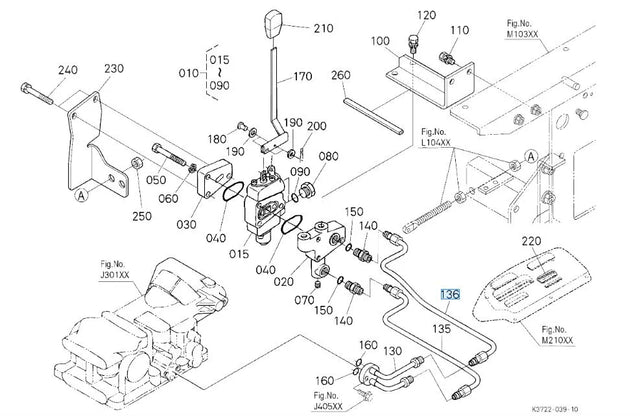 K3611-91662 Kubota Auxiliary Control Valve Pipe - OEM Hydraulic Line for F Series Valve Kits