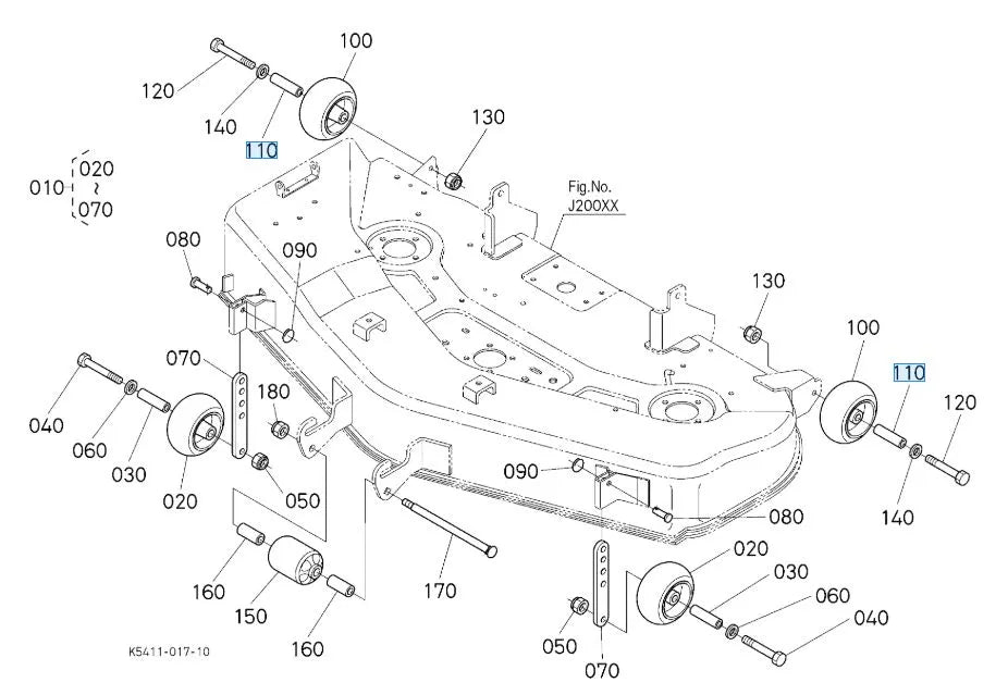 K5182-72660 Kubota Boss - Gauge Wheel Support Hub for Mower Decks