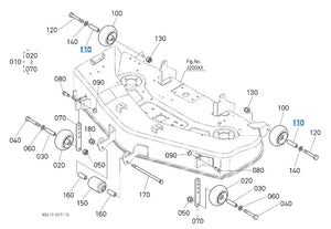 K5182-72660 Kubota Boss - Gauge Wheel Support Hub for Mower Decks