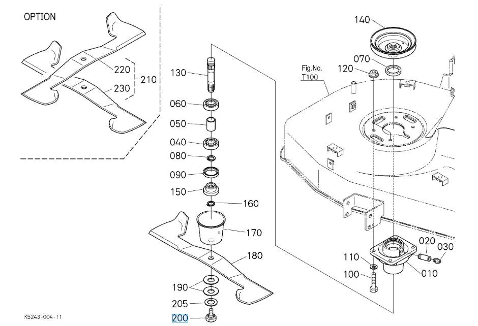 K5243-34370 Kubota Blade Bolt RH - OEM Right-Hand Blade Fastener for Mower Decks