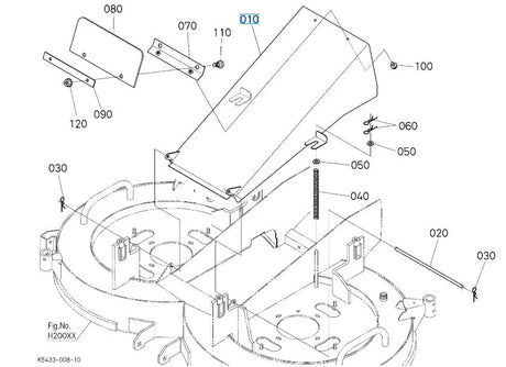 K5433-72725 Kubota Front Duct Cover - OEM Discharge / Duct Front Cover for RCK48-G23 Decks