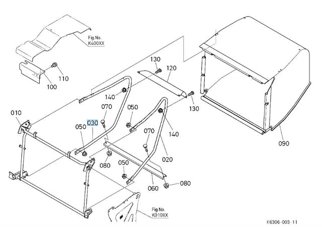 K6304-63520 Kubota Right-Hand Bag Frame for GCK370GREC2