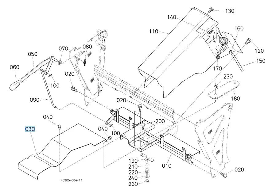 K6305-63874 Kubota Duct Plate for GR2100, GR2120 & GCK450GREC2 Ejection System