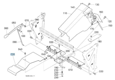 K6305-63874 Kubota Duct Plate for GR2100, GR2120 & GCK450GREC2 Ejection System