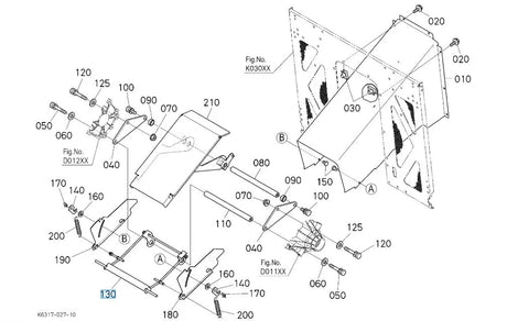 K6312-63795 Kubota Duct Under - Support Bracket for G23 & G26 Low Dump Mowers