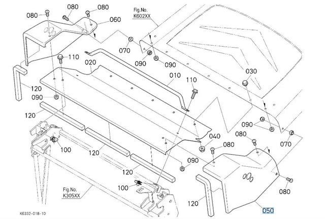 K6312-63923 Kubota Cover Front Left - Front Left Panel for GCK-G23LD Grass Collector