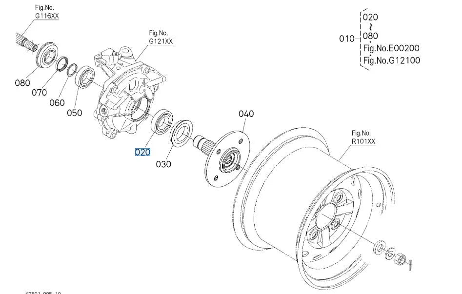 K7591‑18870 Kubota Ball Bearing 6007RSH2 - Front Axle OEM