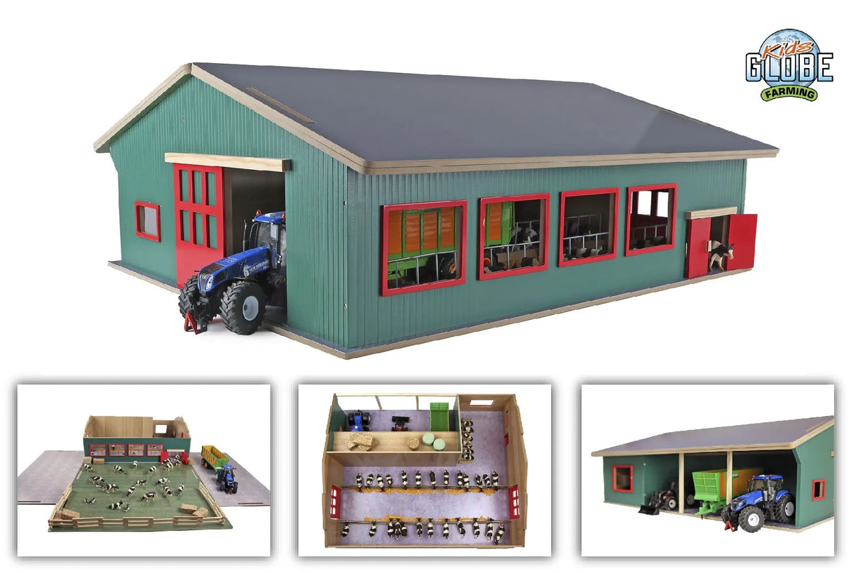 Kids Globe 1:32 Stable with Storage & Pasture - Wooden Playpen with Removable Roof Panels (V05/0310)