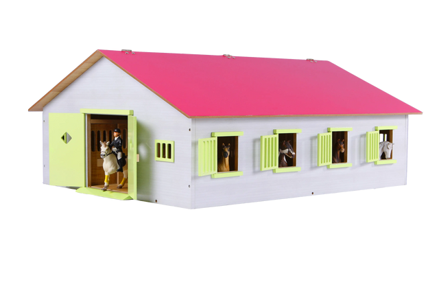 Kids Globe Large Pink Horse Stable with 7 Horse Stalls