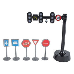 Kids Globe - Traffic Light with 3 Lights and 5 Traffic Signs