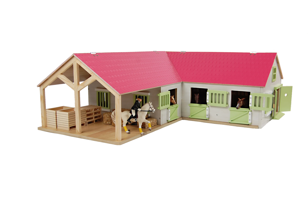 Kids Globe Wooden Horse Farm with Movable Doors Windows & Roof
