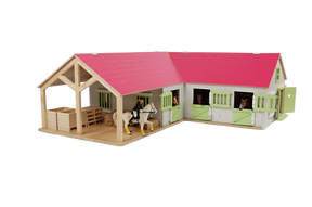 Kids Globe Wooden Horse Farm with Movable Doors Windows & Roof