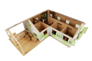 Kids Globe Wooden Horse Farm with Movable Doors Windows & Roof