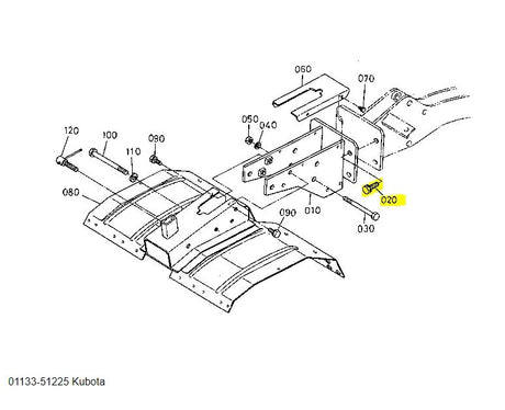 Kubota Bolt SEMS 01133-51225 | Heavy-Duty Fastener for Various Kubota Models