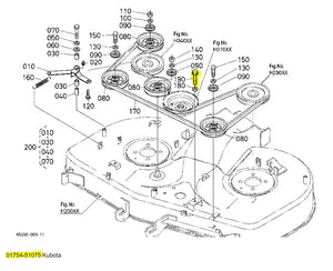 Kubota Flange Bolt 01754-51075 - OEM Alternator & Mower Deck Fastener