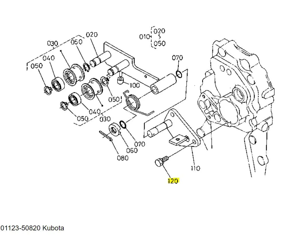 Kubota 01123-50820 Bolt, SEMS - Genuine OEM Replacement for Tractors: B1550, B1700, B1750, B2100, B2150, B2301, and B2320 series