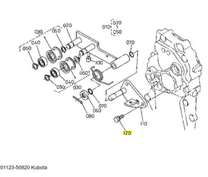 Kubota 01123-50820 Bolt, SEMS - Genuine OEM Replacement for Tractors: B1550, B1700, B1750, B2100, B2150, B2301, and B2320 series