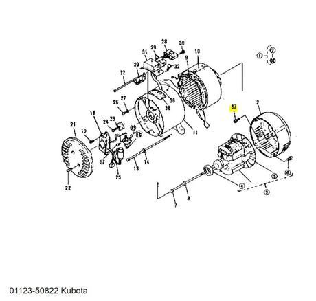 Kubota 01123-50822 Bolt, SEMS - Genuine OEM Replacement for Generators, Cooling Fans & Hydraulic Systems