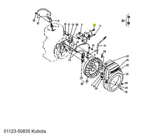 Kubota 01123-50835 Bolt, SEMS - Genuine OEM Replacement for Magnetos, Governors, and Hydraulic Systems