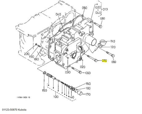 Kubota 01123-50870 Bolt, SEMS - Genuine OEM Replacement for Clutch Housings, Gear Cases & Auxiliary Control Valves