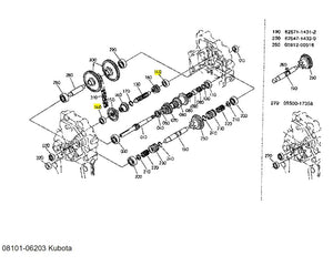 Kubota 08101-06203 Bearing - OEM Ball Bearing for Clutch Shafts, Front Shafts & Mid PTO