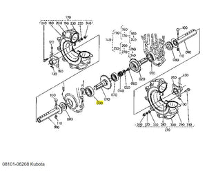 Kubota 08101-06208 Ball Bearing - OEM Rear Axle & Differential Bearing